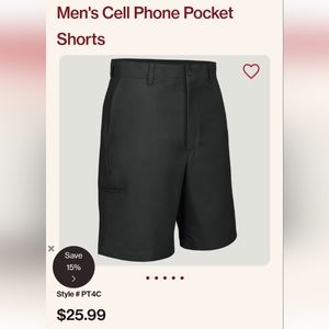 Black men's sell phone pocket shorts size 40
